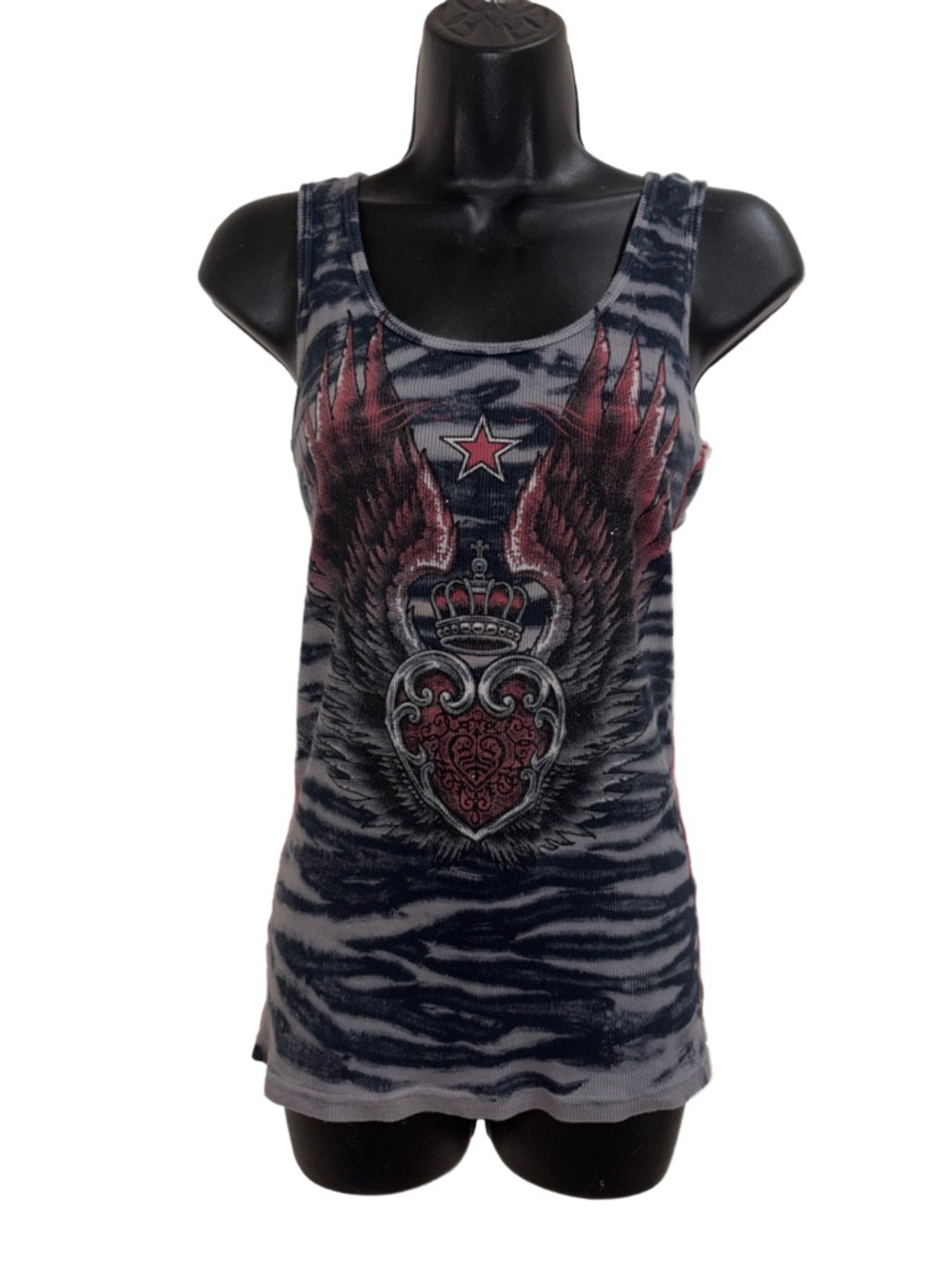 Winged Heart Graphic Affliction Tank Top - Black & Red ❤️Like New